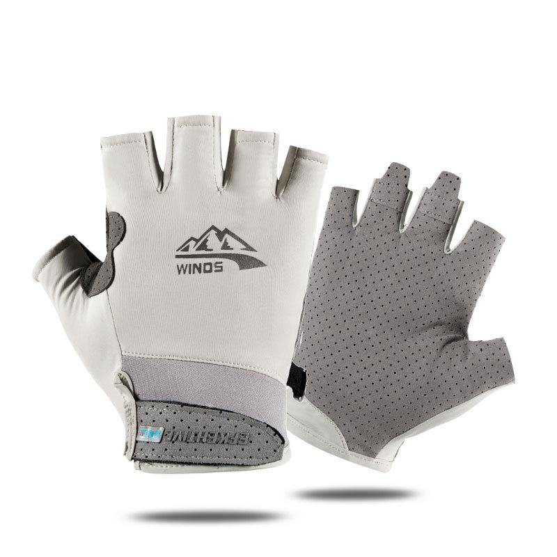 Унисекс перчатки без пальцев из ледяного шелка для защиты от солнца, нескользящие перчатки с двумя пальцами для лета, для вождения, езды на велосипеде и рыбалки