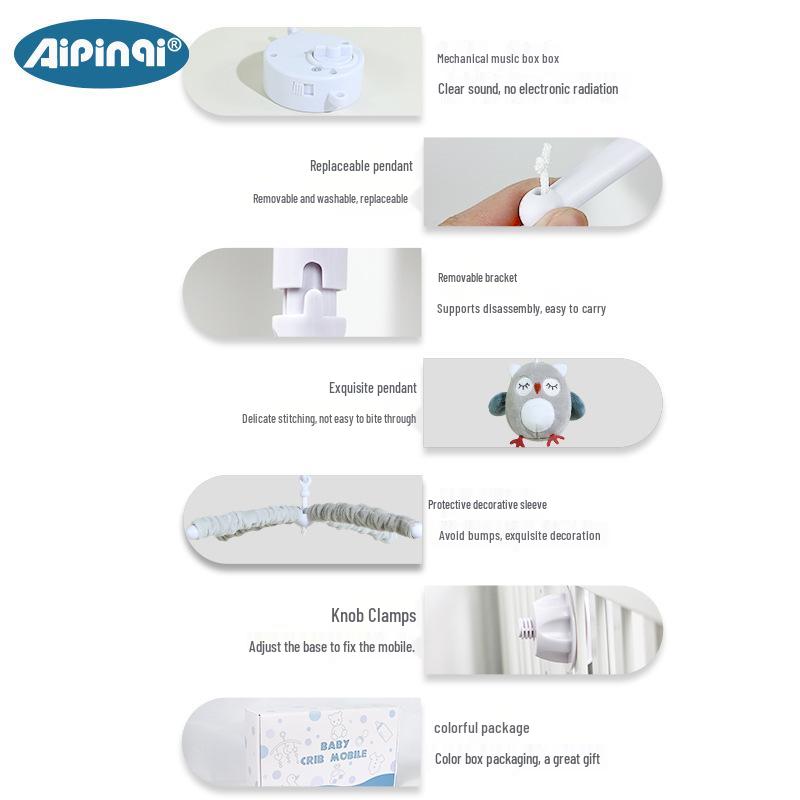 Успокаивающий детский мобиль и погремушка Aipinqi