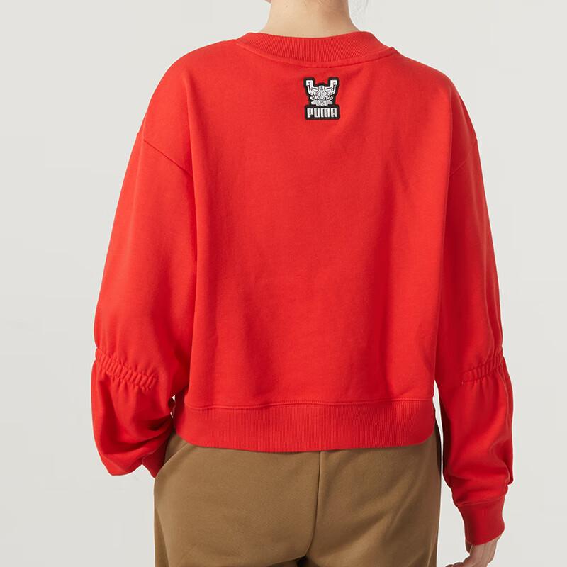 Puma Круглый вырез с принтом свободный свитер с длинным рукавом женская толстовка красный 625251-11