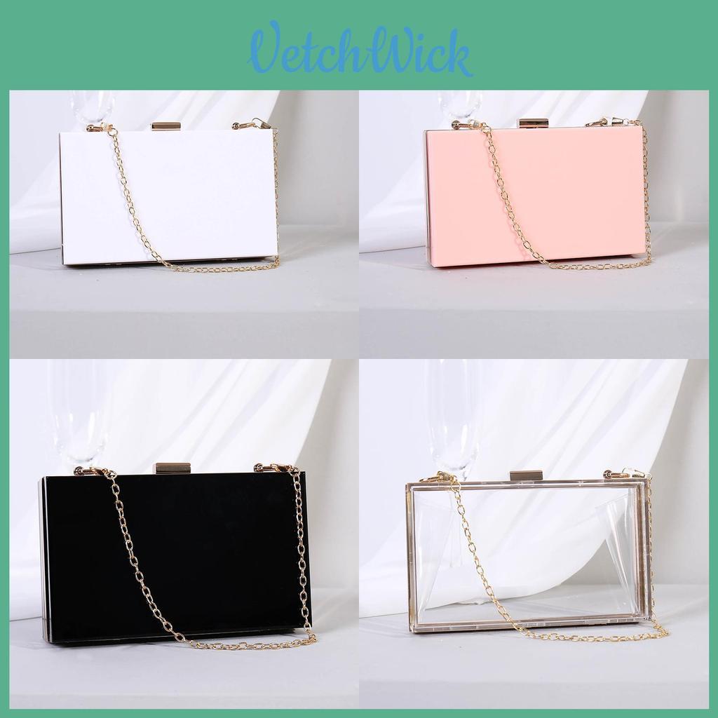 Transparent Acrylic Box Handbag With Lock Closure And Inner Phone Compartment For Casual Outings
