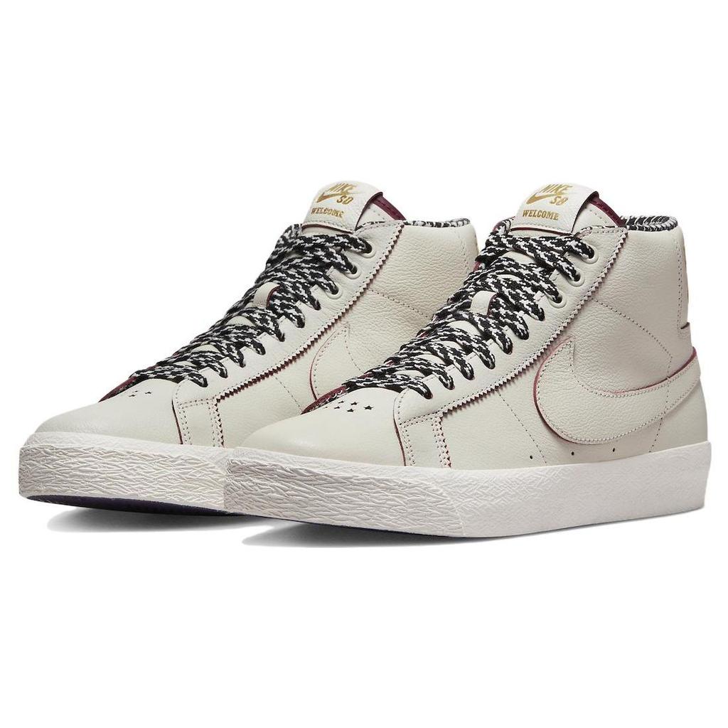 Мужские кроссовки Welcome Skateboarding x Nike Zoom Blazer Mid SB Casa Welcome Madrid Мужские кроссовки Кремовый Парус Темно-свекольный FQ0795-100