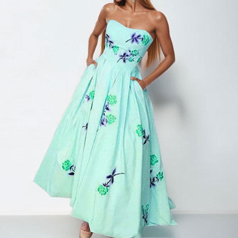 Новая летняя женская одежда Элегантное и модное платье без рукавов и бретелек