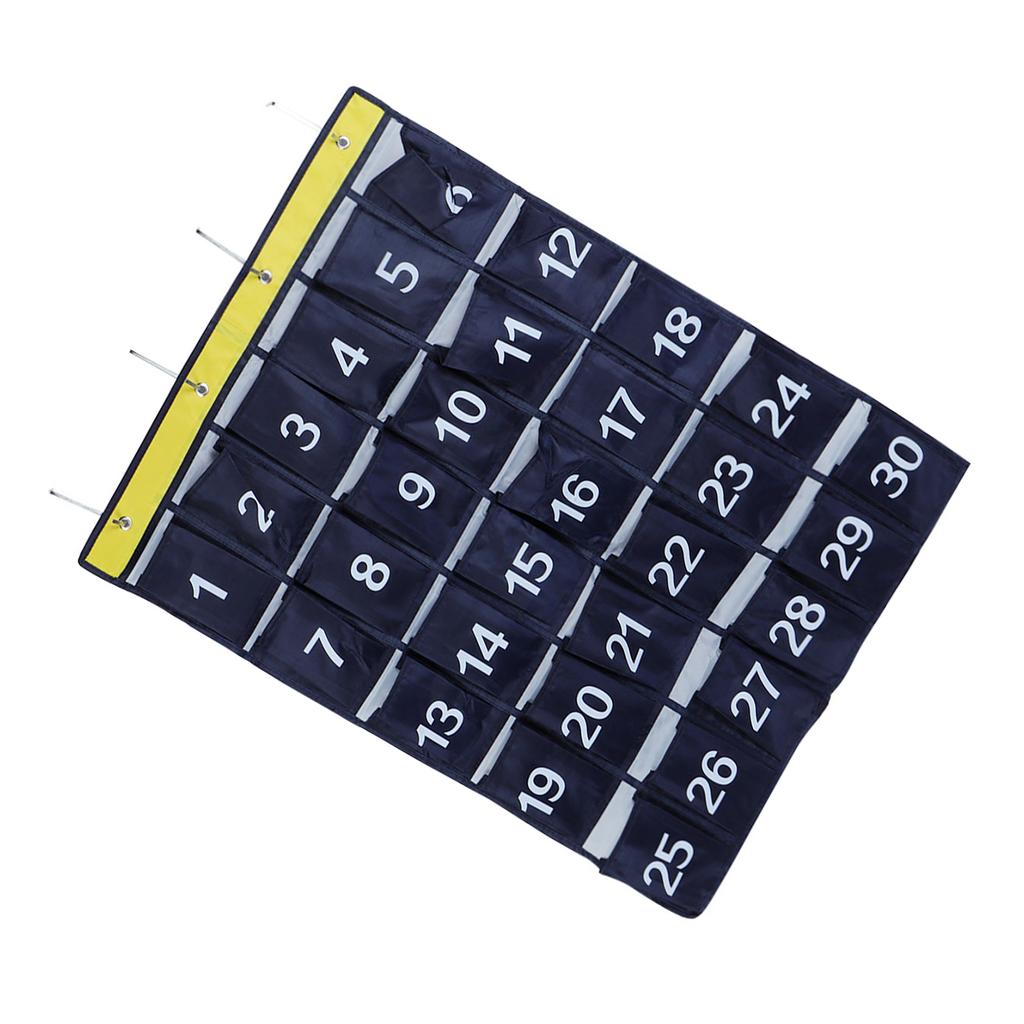 30 Pockets Wall Hanging Storage Bag Phone Holder Hanging Organizer with Numbers Navy Blue
