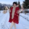 2024 Women's Christmas Reindeer Shawl with Fur Collar & Sleeves