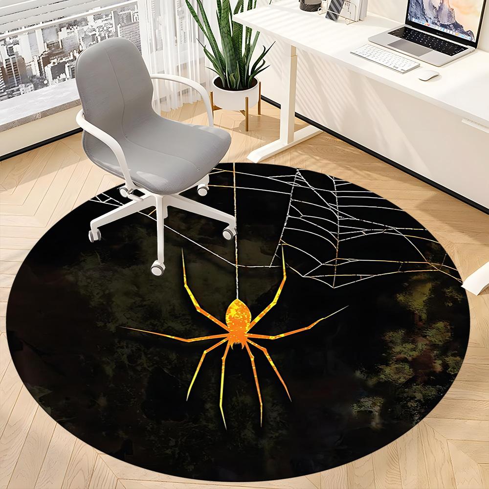 1PCSpider Web Office Round Area Rug, Mat Suitable For Office, Under Office Chairs Bedroom Living Room Home Decor, Room Deco