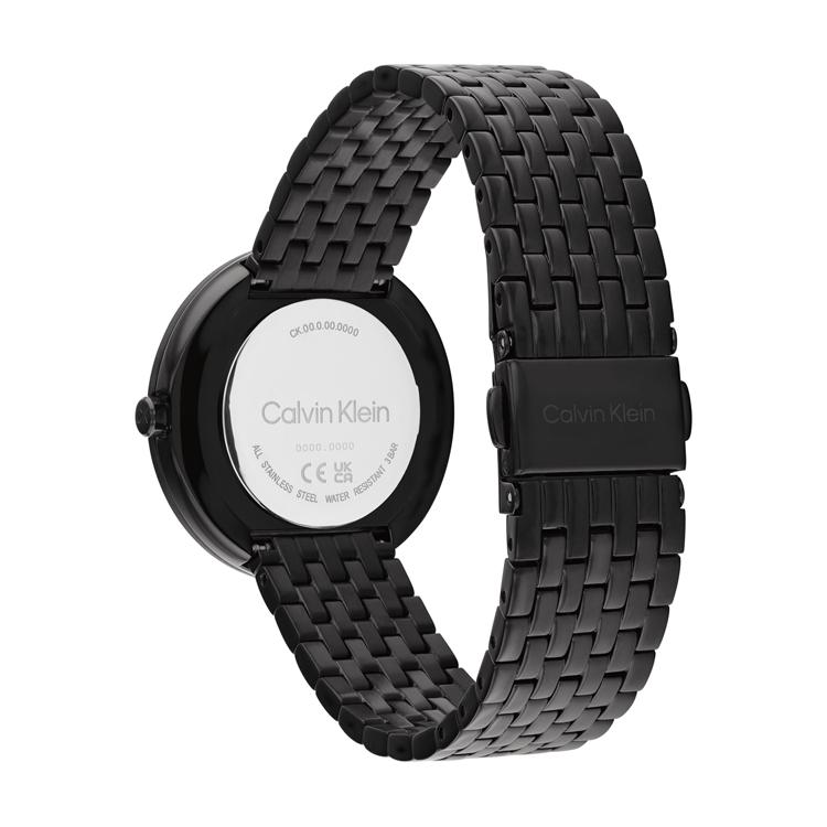 Calvin Klein Кварцевые часы Стальной браслет Черный циферблат Женские часы Серебристый 25200323