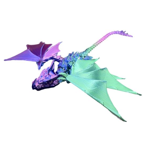 3D Printed Flying Dragon Figurine Movable Joints Winged Dragon Figure Articulated Dragon Model Fidget Toy Desktop Decoration Ornament