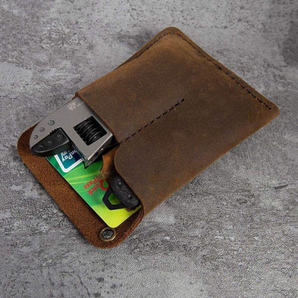 Black/Brown Leather EDC Organizer Genuine Leather EDC Pouch Pocket Outdoor Tool Pouch Multi-Tool