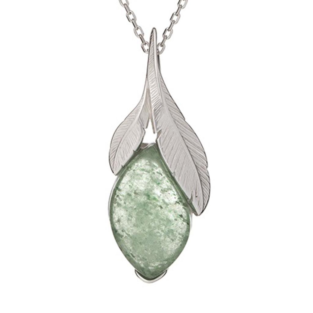 Les Trésors De Lily [R5607] - Silver Pendant 'Meghan' Silver Green Quartz (rhodium) - 30x12mm