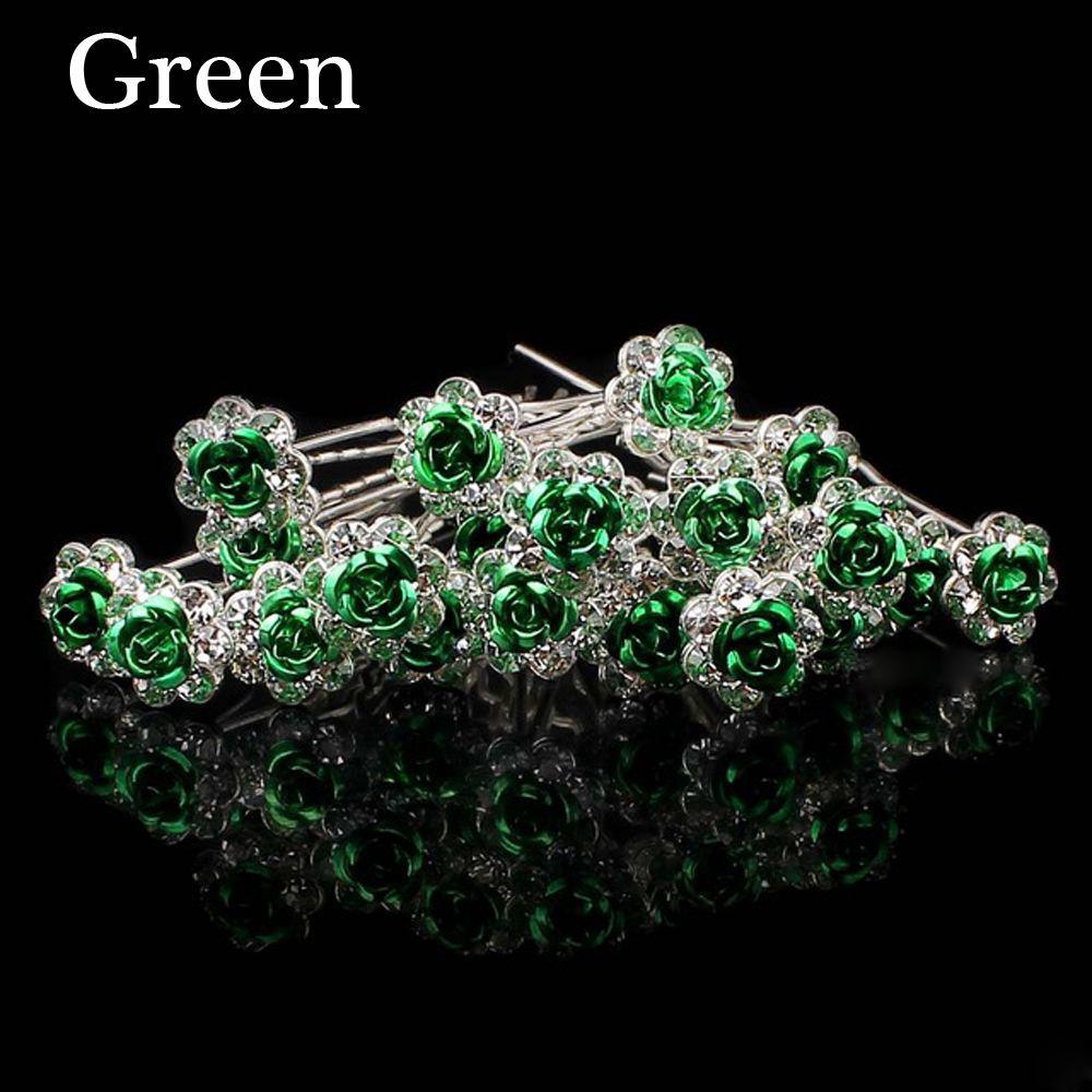 20PCS Fashion Bridal Wedding Rhinestone Crystal Hair Clips Flower Hairpins