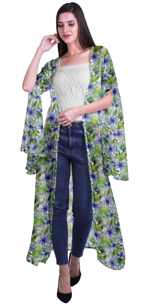 Moomaya Пляжная накидка с открытым передом из принтованного жоржета и разрезами на рукавах