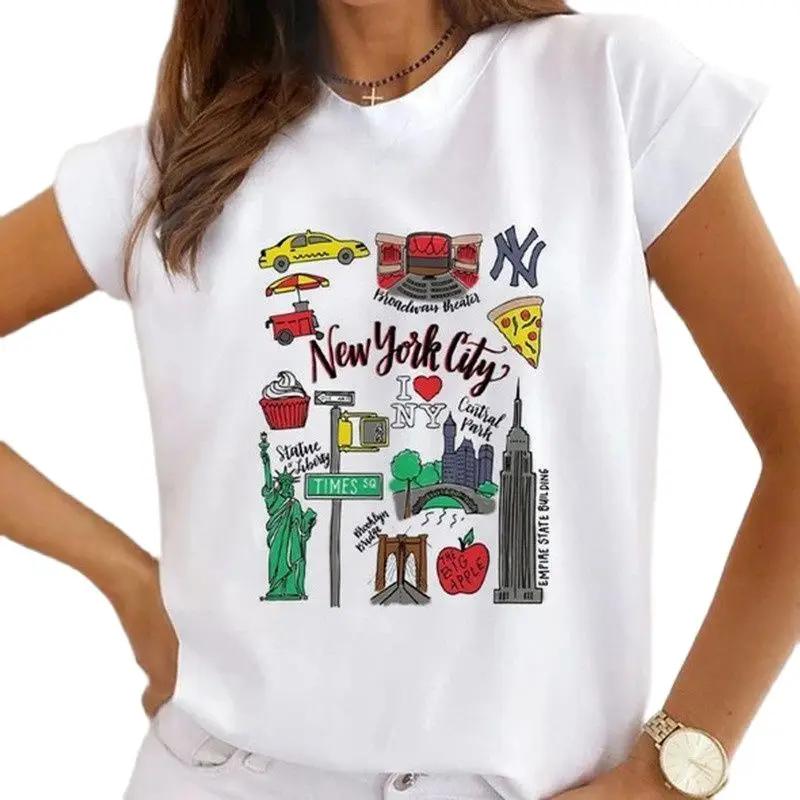 Women's Kawaii Short Sleeve Graphic T-shirt Fashion Girl Love Bottom Cartoon Design Polyester Fiber Summer Goth Style Top
