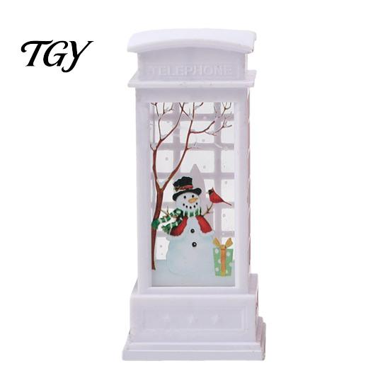 Работающий от батареек Световой Телефонный Будка Рождественский Фонарь, Винтажный Светодиодный Безпламенный Свеча Ночник Зимняя Страна Чудес Декор для Стола, Праздничный Настольный Декор,