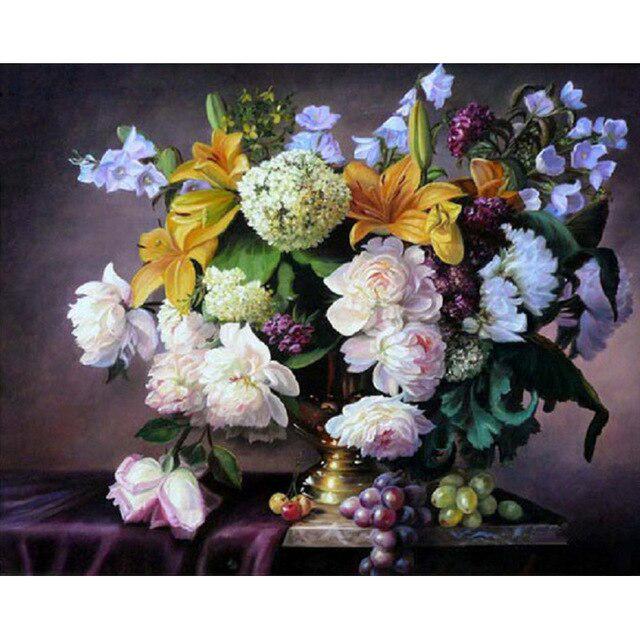 DIY 5D Алмазная картина Цветок Полный круглый Алмазная вышивка Цветы Организация Стразы