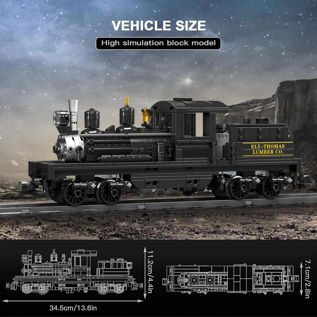 MOULD KING 12032 Technical Car Toys Remote Control Shay-type Steam Locomotive Model Assembly Train Brick Toys Kid Christmas Gift