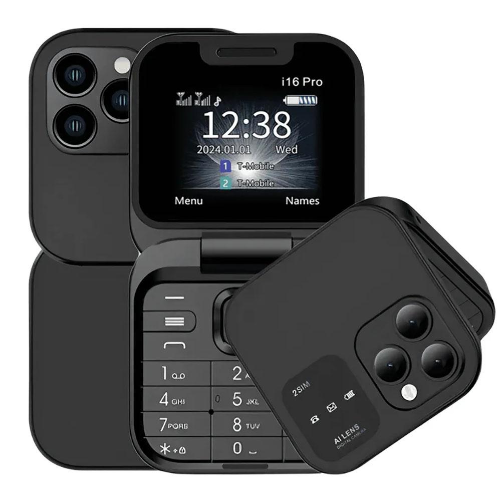 I16 Pro Super Mini с двумя SIM-картами, 1,77-дюймовый HD-экран, раскладной мобильный телефон, 2G GSM, складной телефон с небольшими функциями, Bluetooth, FM-радио, телефон с быстрым набором