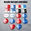 2 Pairs Acrylic Hot Cold Sign Waterproof Self-adhesive House Kitchen Bathroom Office Water Temperature Indication Sign Round Square Warning Sign
