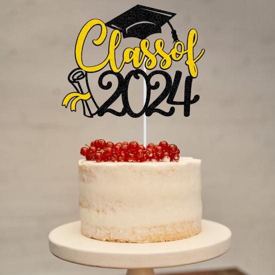 Класс 2024 Выпускной Торт Топпер Набор Блестящая Поздравительная Открытка Выпускной Подарок Закончить Школу Выпускник Вечеринка Декор