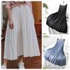 Women Spring Autumn Elegant Chic Solid Pleated Skirt High Waist Luxury Fashion With Elastic Female