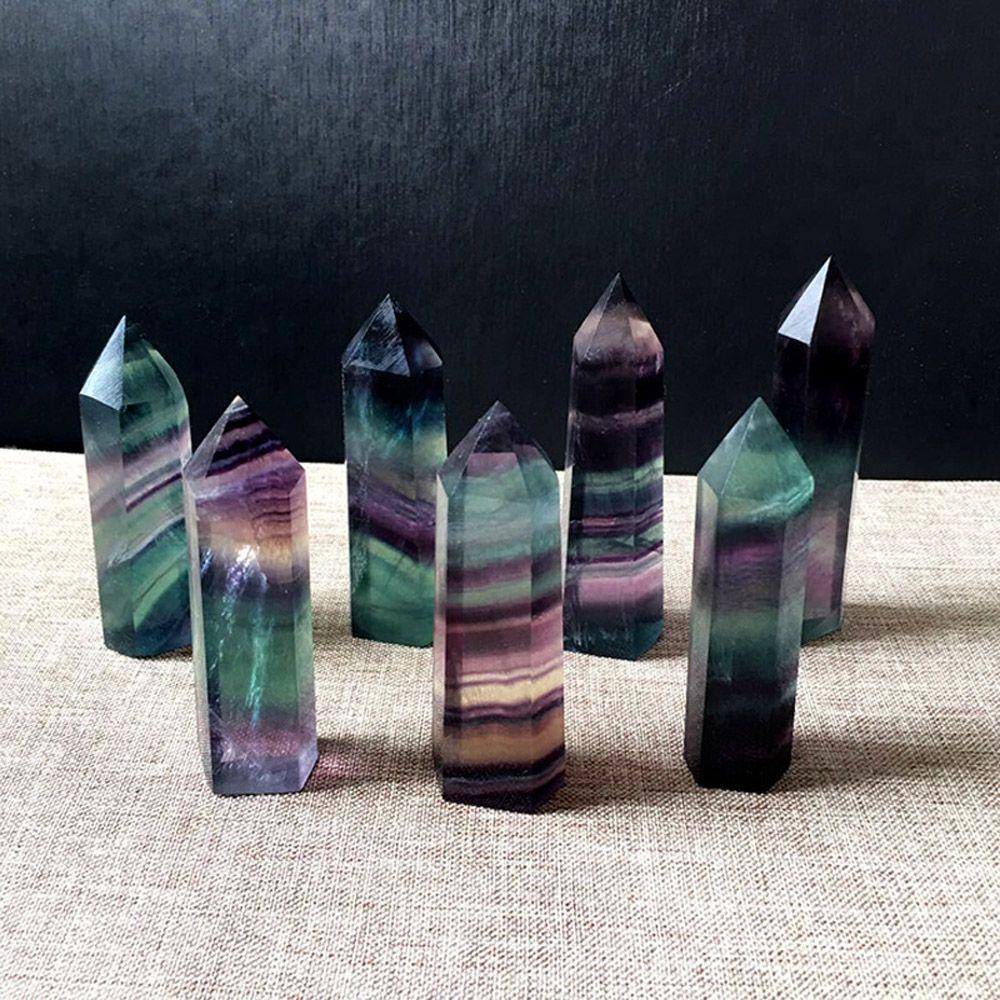 50-60mm Home Colorful Stone Collectables Gemstone Crystal Wand Natural Fluorite Point Healing