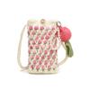 Urban Minimalist Knitted Crossbody Bag With Floral Embroidery And Single Strap For Daily Use