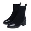 Fashion Round Toe Half High Boots for Women Black Warm 2025 New Trend Fashion Boot Chic and Elegant Gothic Luxury Mid Calf Shoes Woman