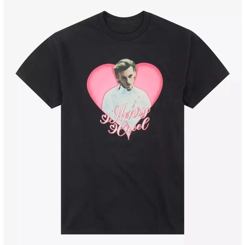 Y2k Hip Pop Short Sleeve Hit TV ST Henry Creel Heart Graphics Print Tops 2026 Summer Oneck Cotton Casual Shirt Fan Gift Unisex