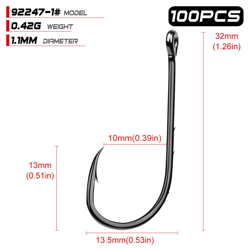 100pcs High Carbon Steel 1#-6/0# Fishing Hook Single Barbed Hook Fishing Accessories