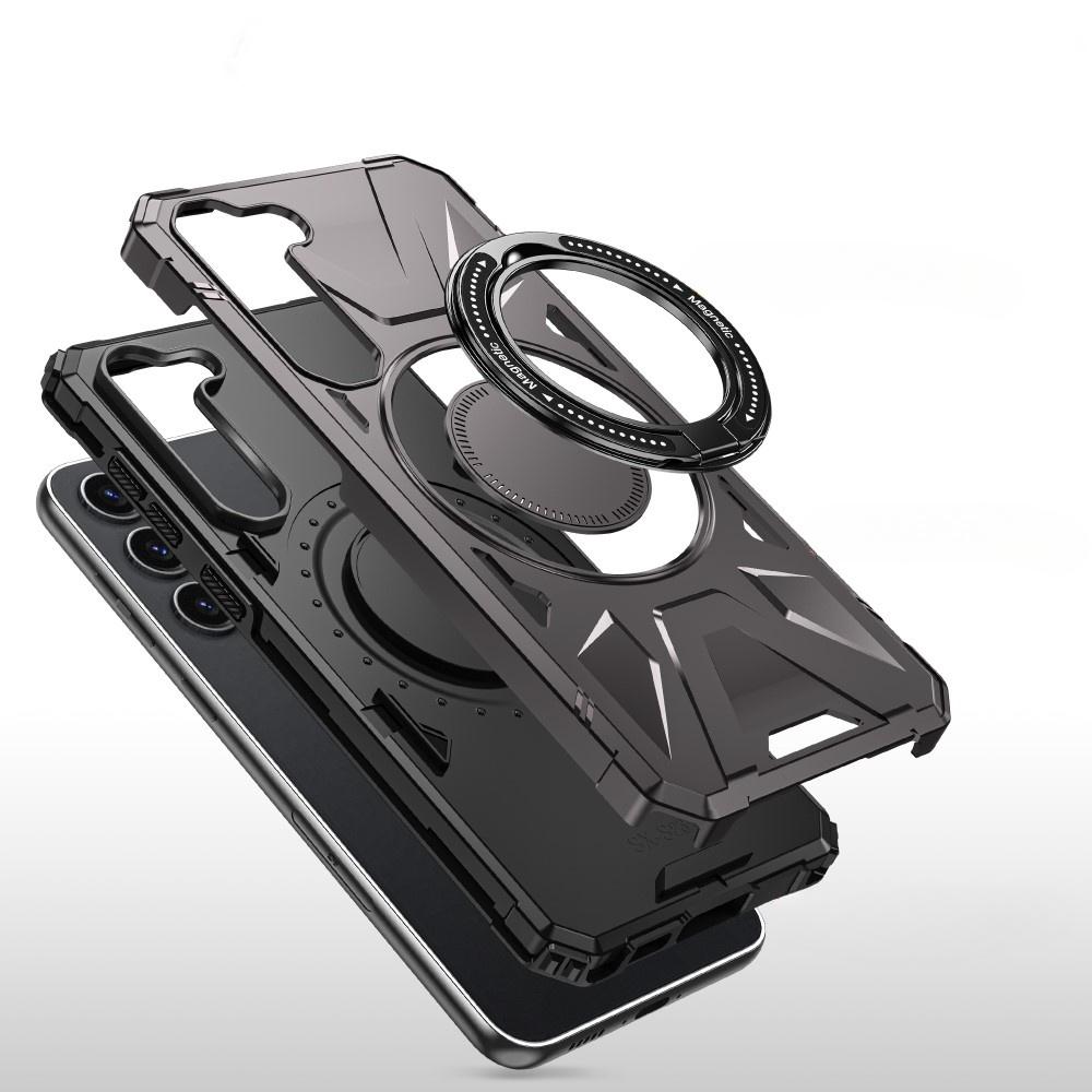 Case for Samsung Galaxy S24, armored with a stand and a plate for the holder, gray