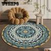 Круглый ковер большой площади в скандинавском этническом стиле для спальни, тканый хлопковый ковер в богемном стиле, вязаный напольный коврик 90 см, 120 см, 150 см