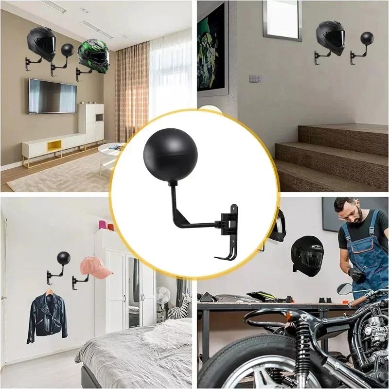 Universal Helmet Holder Wall Mount Motorcycle Helmet Organizer Bracket 180° Rotatable Spherical Caps Helmet Stand Show Hanger
