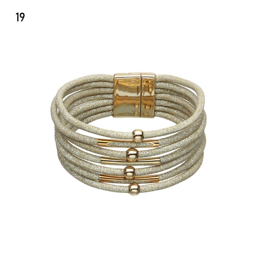 Retro Elegant Women Wrist Bands Leopard Leather Bracelets Multilayer Bangles Wide Wrap Bracelet