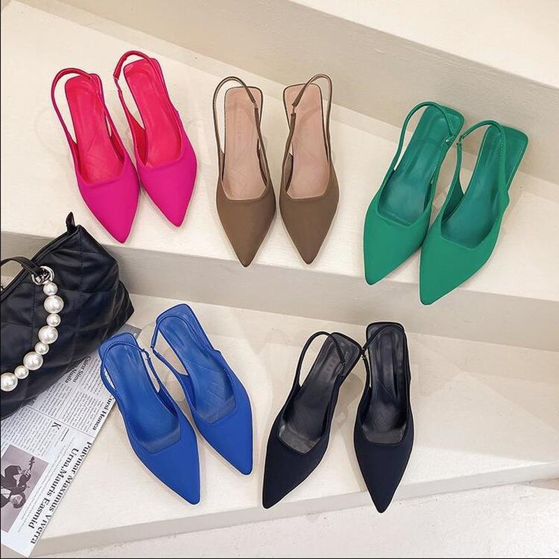 Женские босоножки на высоком каблуке с острым носком, зеленые туфли-лодочки с открытой пяткой, тонкие туфли на щиколотке, вечерние женские сексуальные босоножки