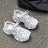 Breathable Mesh Dad Shoes Women 2025 Summer New Platform Fashion Casual Shoes Gray Non-slip Running Sneakers
