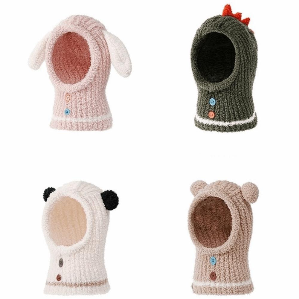 Plush Balaclava Pullover Hat Rabbit Kids Hooded Beanie Warm Ear Protection Scarf Cap Outdoor