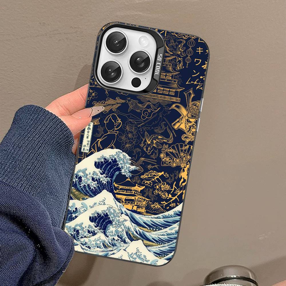 Японские волны Чехол для телефона Для IPhone 17 16 15 14 13 12 11 Pro MAX Матовый противоударный задний Противопадение Матовый чехол