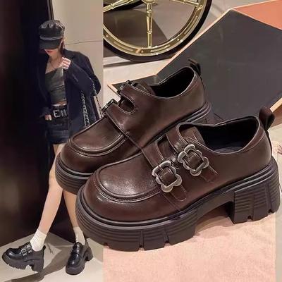 Британские туфли-лоферы женские весна 2025 года новые на высокой платформе толстый каблук ретро туфли Мэри Джейн маленькие кожаные туфли женские