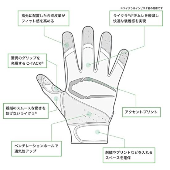 CUTTERS Batting Gloves B353 Prime Hero Size White x Royal 3.0 (Pair) Baseball/Softball Gloves, L,
