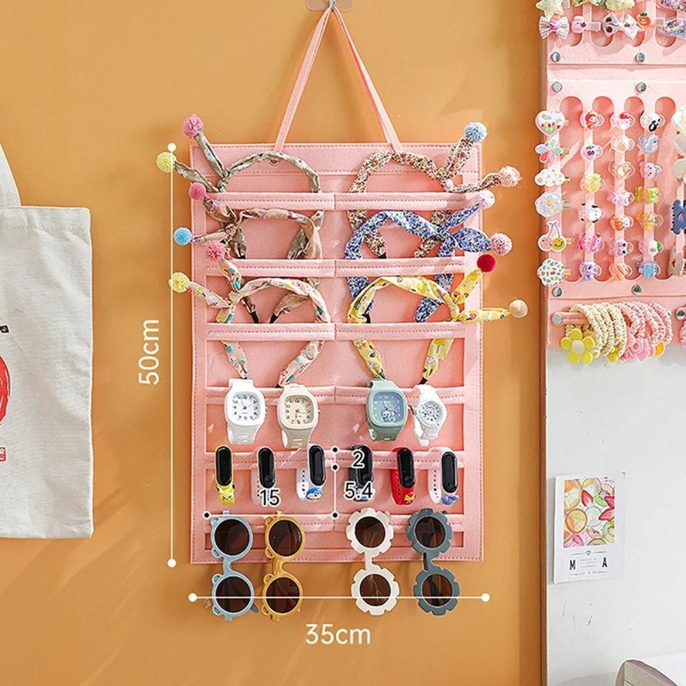 Настенный органайзер для бантов для волос, экономящий место, аксессуар для очков, вешалка для хранения заколок для волос, комната для девочки