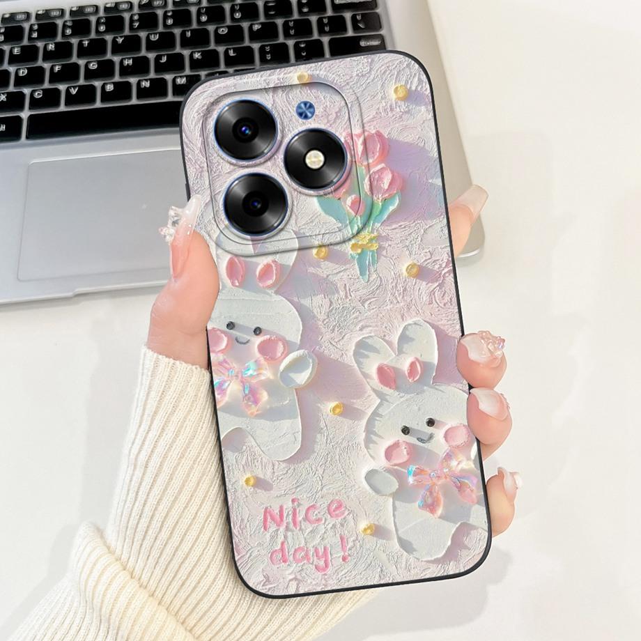 Чехол для Tecno Spark Go 2024 Tecno Spark 20c 20 Pop 8 Funda Эстетичный Мультяшный Панда Кролик Защита Камеры Матовый Мягкий Чехол