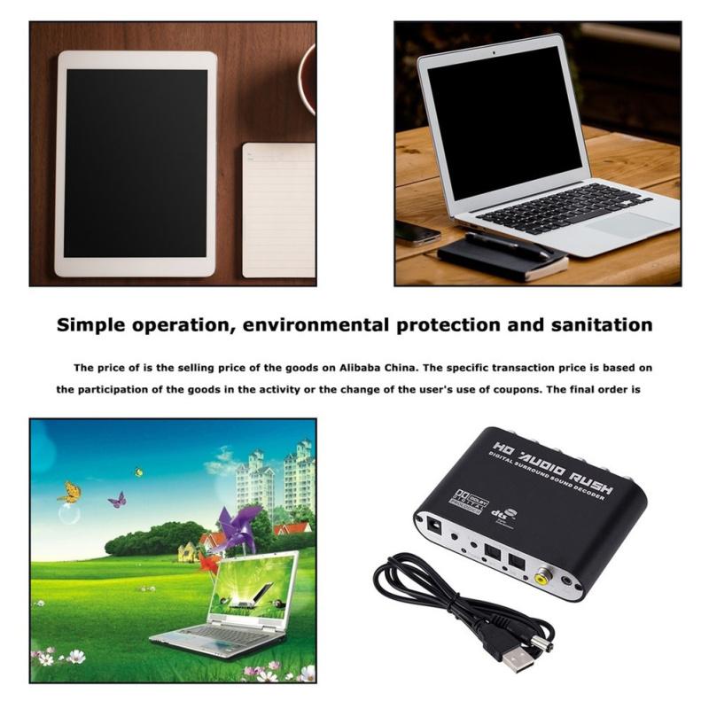 5.1 Ac3 Dts Digital Audio Rush Decoder Coaxial Rca Hd Sound Strong Mobility Converter Host + Power