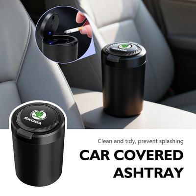 AAFO1 Светодиодная пепельница для автомобиля, портативный держатель для пепла, аксессуары для интерьера автомобиля для Skoda Kodiaq Fabia Kamiq Karoq Octavia 2 3