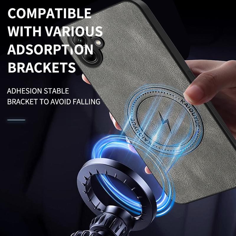 For Samsung A06 4G 5G Fashion Lightning Leather Silicone Case For Samsung Galaxy A06 Magnetic Wireless Charge Shockproof Cover