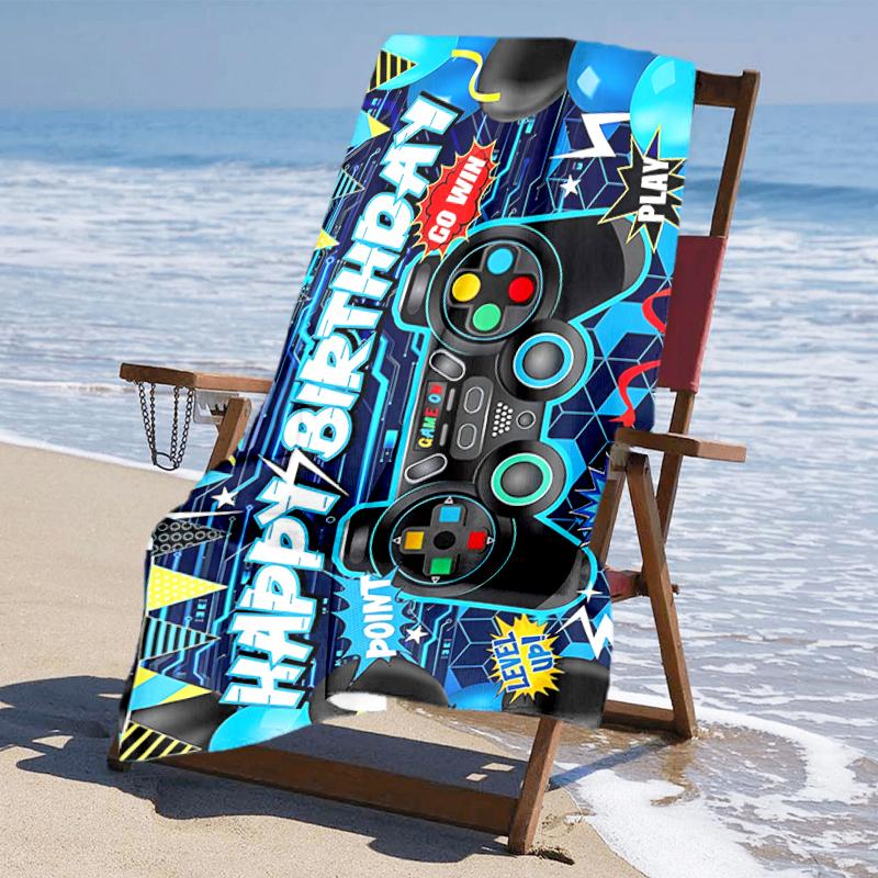 Ultra-Soft Beach Towel with Game Controller Theme,Ideal for Pool - Camping, Diving - Perfect Travel Essential, Vibrant Beach Towel.