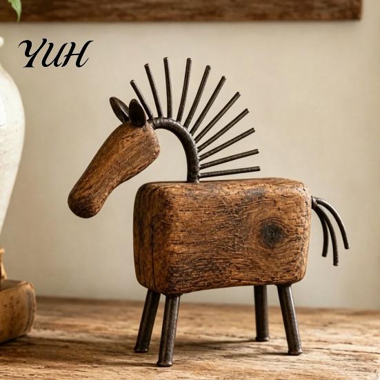 Decorative Animal Statue Artistic Abstract Horse Figurine, Rustic for Desk Farmhouse Sculpture Decoration, Shape Home Office Decor