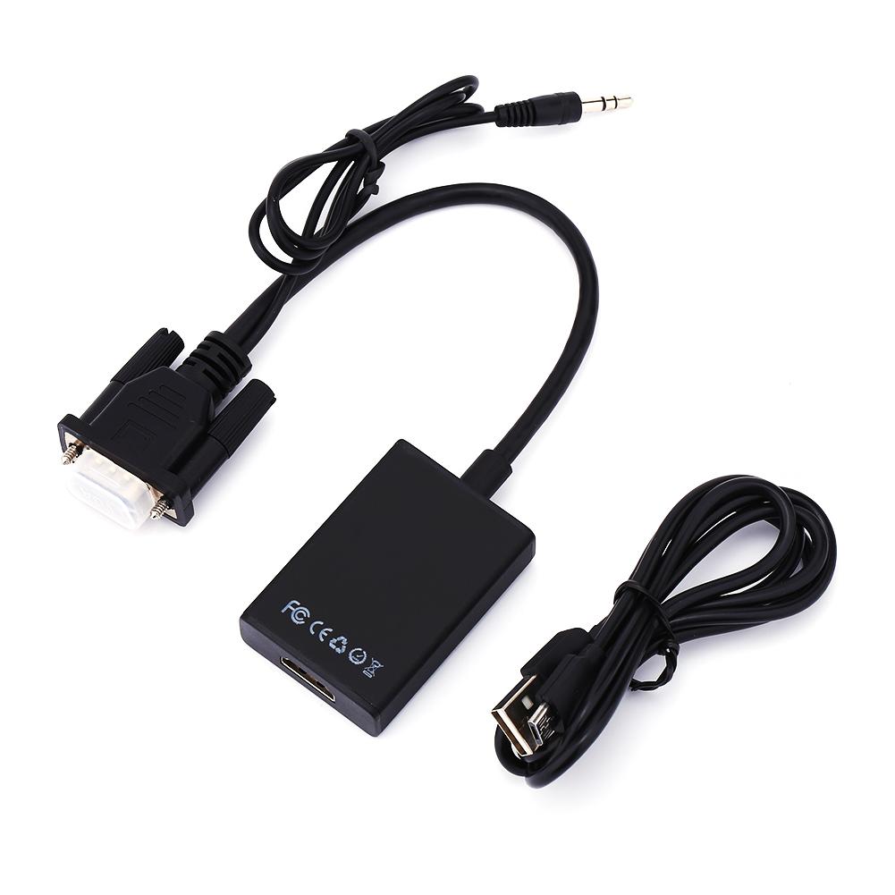 Кабель-адаптер-конвертер VGA в HDMI o с высоким разрешением 1080P HD с USB-кабелем для ПК