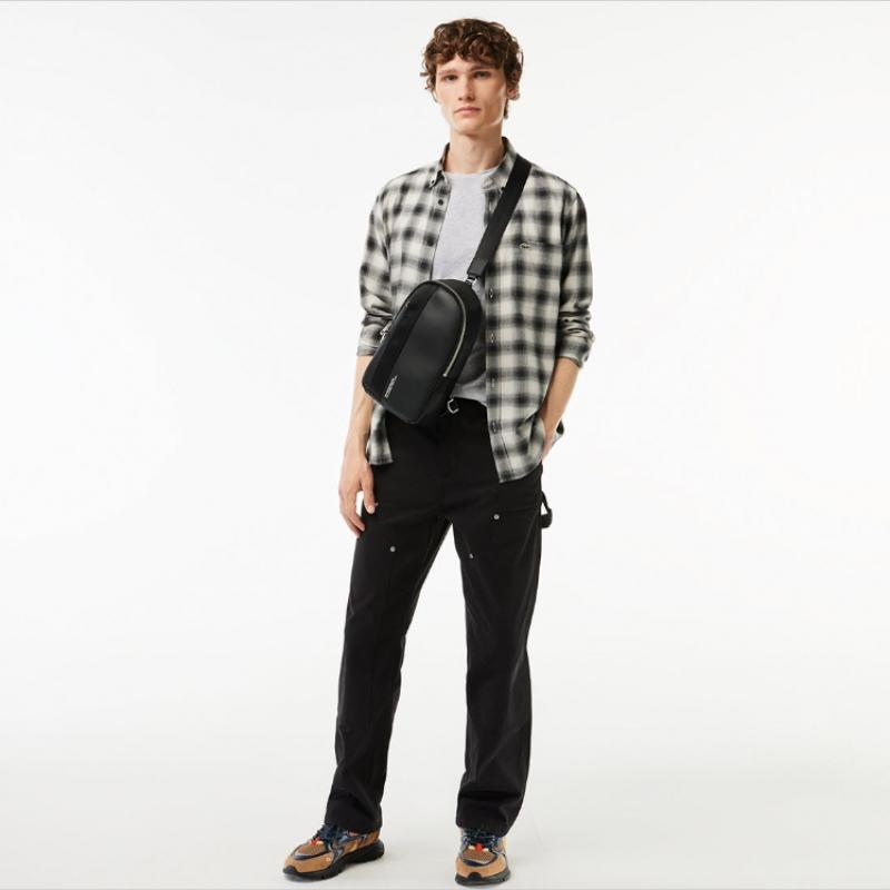 Lacoste Мужская фланелевая рубашка из шерстяной смеси хлопка [серый]