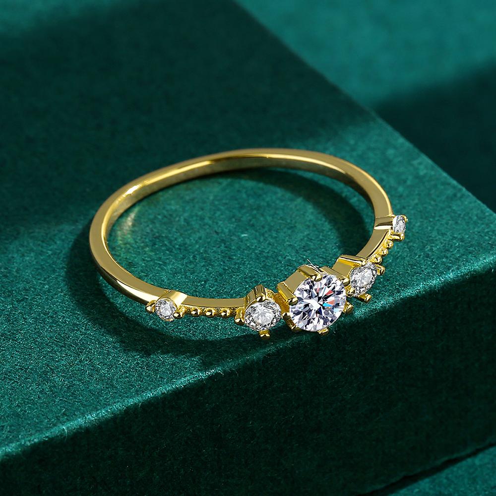 Изысканные серебряные кольца 925 пробы для женщин, желтое золото, простые повседневные простые полые кольца с кристаллами циркония и бриллиантами, подарки, ювелирные изделия