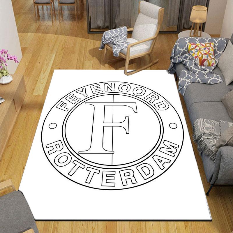 Feyenoord Flannel Printed Carpet, Home Sofa Decoration for Living Room & Bedroom, Non‑Slip Play Flannel Floor Mat for Game Room