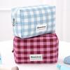 Портативная косметичка в клетку, большая вместимость, на молнии, косметичка из полиэстера, водонепроницаемая, дорожная сумка для мытья, для поездок